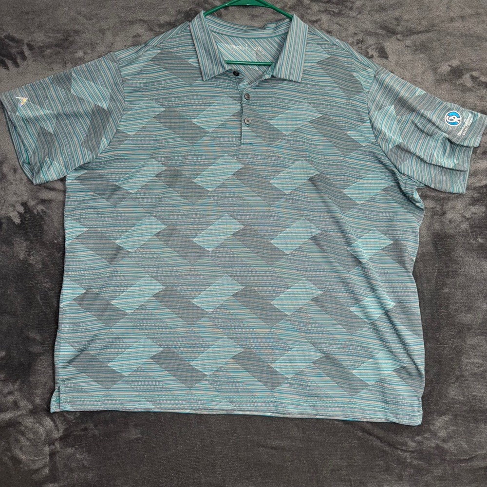 Men's XXL Antigua Polo Shirt Teal Excellent Gainey Ranch Golf Club Geometric